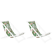 Beliani - Stoffbezüge für Gartenliege 2er Set Bunt/Weiß/Grün aus Polyester 113 x 44 cm mit Flamingomuster Gartenausstattung Outdoor Garten