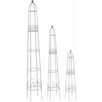 SIENA GARDEN Obelisken-Set Bastos, 3-teilig Metall dunkelgrau, unterverzinkt Ø 21 x 100 cm, Ø 26 x 150 cm, Ø 31 x 200 cm