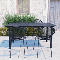 vidaXL 5-tlg. Garten-Essgruppe PVC Rattan Schwarz 