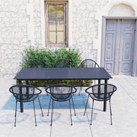 vidaXL 7-tlg. Garten-Essgruppe PVC Rattan Schwarz 