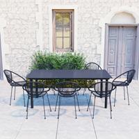 vidaXL 9-tlg. Garten-Essgruppe PVC Rattan Schwarz 