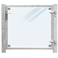 Trendyard Glazen Tuinpoort Gehard Gelaagd Mat Glas 99 x 91 CM + 16 CM Stalen Palen Voor In Beton - Rechts Opgehangen