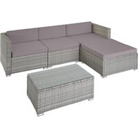 Tectake - Wicker Tuinset Loungeset- Florenz ichtgrijs/grijs - 404326