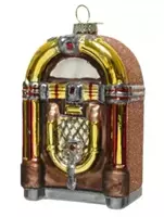 Decoris kerstbal glas jukebox l7b4h11cm bruin