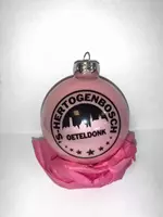 GroenRijk Kerstbal glas 8 cm Bossche skyline Oeteldonk | Roze