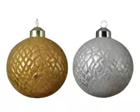 Decoris Kerstbal glas d8cm goud/zilver ass2