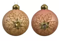 Decoris Kerstbal glas d8cm diamant ass2