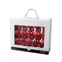 Decoris Kerstbal plastic glans met glitter rood 42st