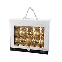 Decoris Kerstbal plastic glans met glitter goud 42st