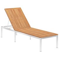 vidaXL Sonnenliege mit Auflage Teak Massivholz und Edelstahl 