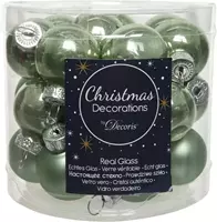 Kerstballen rond groen dia2.5cm 24st
