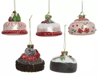 Decoris Kerstbal glas cake d8cm ass5