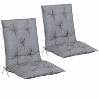 DETEX 2er Set Stuhlauflage Auflage Cozy Hochlehner Stuhlauflage Sitzauflage Sitzkissen Gartenstuhl grau meliert
