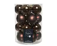 Decoris Kerstbal donkerbruin glas d6cm 20st