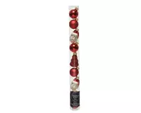 Decoris Kerstballen glas l2.8b2.7h6cm rood ass 9st