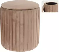 Sitzhocker mit Stauraum Ã 34x37 cm braun aus Samtstoff bestellen