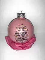 GroenRijk Kerstbal glas 8 cm tekst 'Ik zing veur jou' | Roze