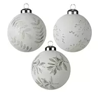 Decoris Kerstbal glas d8cm tak winterwit ass3