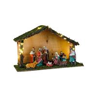 Bellatio Complete kerststallen met 9 beelden en inclusief verlichting cm -