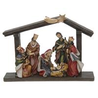 Bellatio Complete kerststal met vallende ster en inclusief kerstbeelden 20 cm -