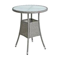 ESTEXO Beistelltisch Tisch Polyrattan Gartentisch Rattan Balkontisch Rund Grau-Mix