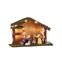 Bellatio Complete kerststallen met 9 beelden en inclusief verlichting 30 cm -