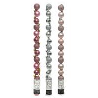 Bellatio 42x Stuks kunststof kerstballen mix zilver/oud roze/salie groen 3 cm -