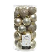 Decoris 90x Licht parel/champagne kerstballen 4 - 5 - 6 cm kunststof mat -