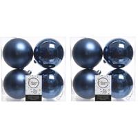 Decoris 40x Donkerblauwe kerstballen 10 cm kunststof mat/glans -