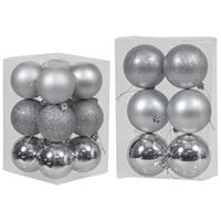 Cosy & Trendy Kerstversiering set kerstballen zilver 6 - 8 cm - pakket van 54x stuks -