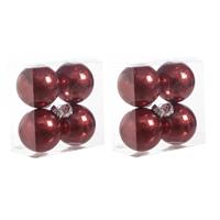 Cosy & Trendy 8x stuks kunststof kerstballen met glitter afwerking rood 8 cm -