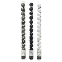 Bellatio 42x Stuks kunststof kerstballen mix zwart/antraciet grijs/wit 3 cm -