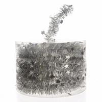 Bellatio 8x Kerstboom sterren folie slingers zilver 700 cm -