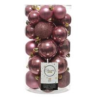 Decoris 90x Oud roze kerstballen 4 - 5 - 6 cm kunststof -
