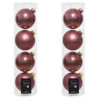 Decoris 8x Oud roze glazen kerstballen 10 cm glans en mat -