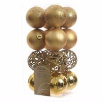 Decoris 64x Gouden kerstballen 6 cm kunststof mix -