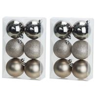 Cosy & Trendy 12x stuks kunststof kerstballen champagne 8 cm mat/glans/glitter -