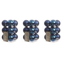 36x Donkerblauwe kerstballen 6 cm kunststof mat/glans -