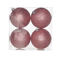 Cosy & Trendy 16x Roze glitter kerstballen 10 cm kunststof -