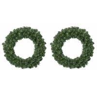 Decoris 2x stuks kerstkransen/dennenkransen groen 35 cm -