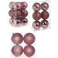 Cosy & Trendy Kerstversiering set kerstballen roze 6 - 8 - 10 cm - pakket van 62x stuks -