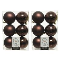 Decoris 12x Donkerbruine kerstballen 8 cm kunststof mat/glans -