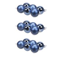 Bellatio 24x stuks glazen kerstballen blauw (basic) 8 cm mat/glans -