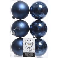 Decoris 42x Donkerblauwe kerstballen 8 cm kunststof mat/glans -