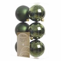 Decoris 42x Donkergroene kerstballen 8 cm kunststof mat/glans -