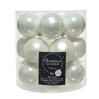Decoris 18x stuks kleine glazen kerstballen winter wit 4 cm mat/glans -