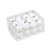 Bellatio 24x Kleine kunststof kerstballen met sneeuw effect wit 4 cm -