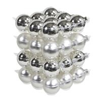 Bellatio 36x Zilveren glazen kerstballen 6 cm mat/glans -