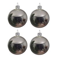 Decoris 20x Zilveren glazen kerstballen 10 cm glans -