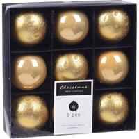 Bellatio 18x Kerstboomversiering luxe kunststof kerstballen goud 6 cm -
